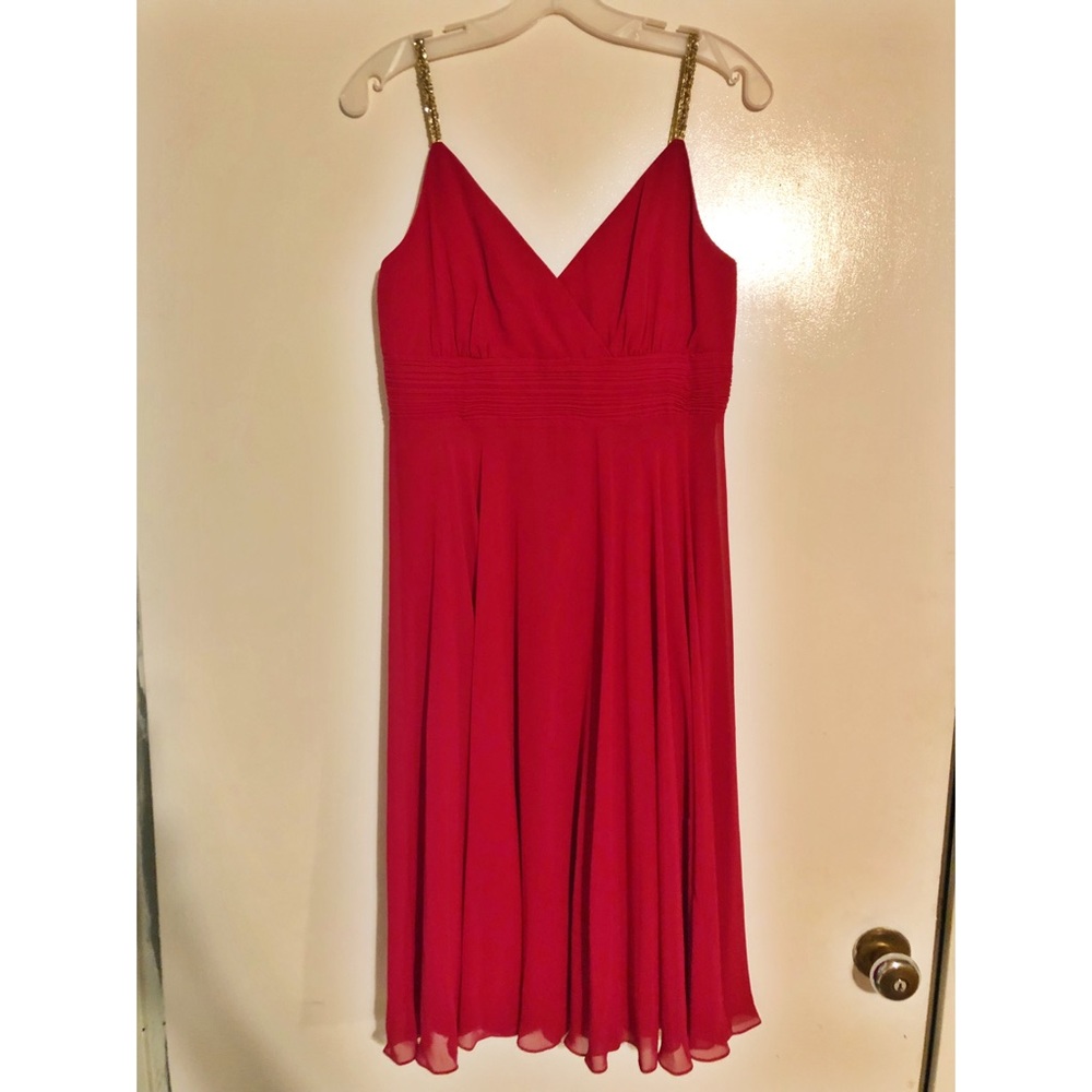 Red Dress with Gold Beaded Straps